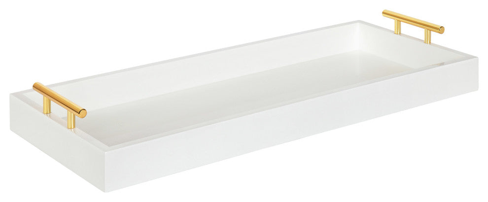 Lipton Narrow Rectangle Wood Accent Tray, White