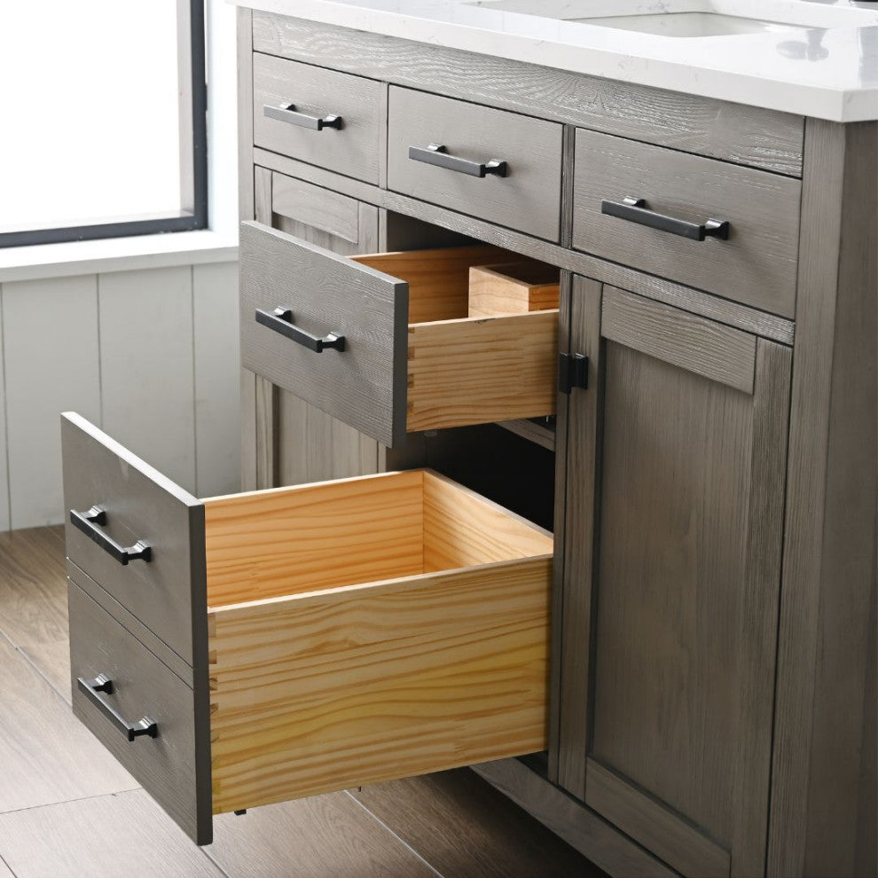 Jasper 48" Bathroom Vanity, Textured Gray, Ariston White Engineered Stone Top