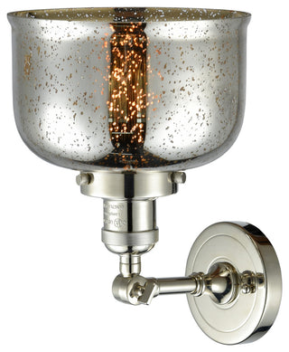1-Light Large Bell 8" Sconce, Polished Nickel, Glass: Silver Mercury