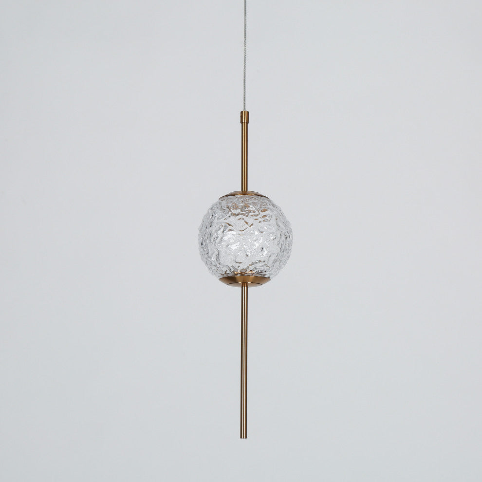 LNC Cenlindes 1-Light 4.5"Modern Crystal Globe LED Mini Pendant Light, Brass