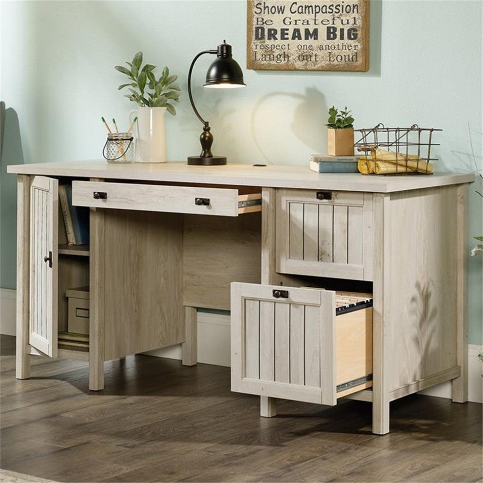 Sauder Costa Engineered Wood 3-Drawers Computer Desk in Chalked Chestnut