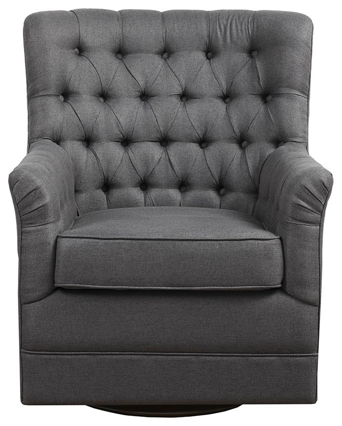 Madison Park Mathis Tufted Swivel Lounge Chair, Grey