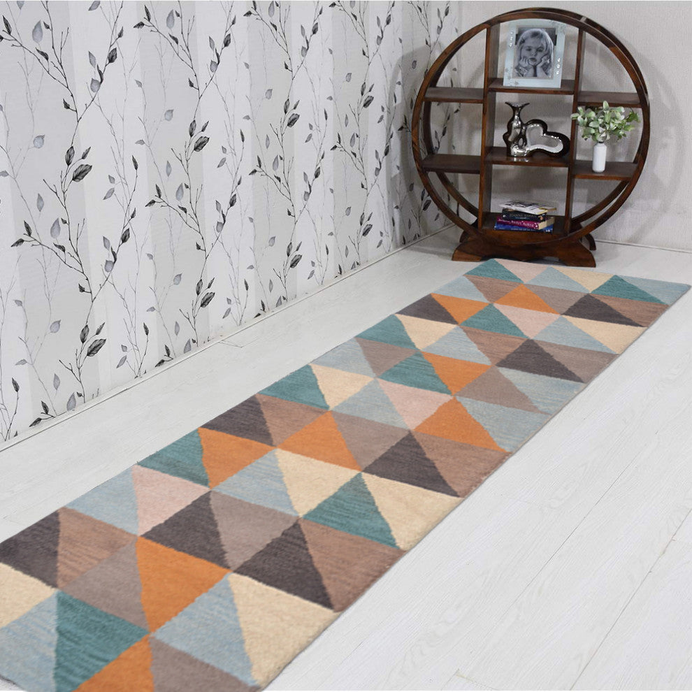 HAND TUFTED WOOL ECO-FRIENDLY AREA RUGS, Multicolor Color, Geometric D