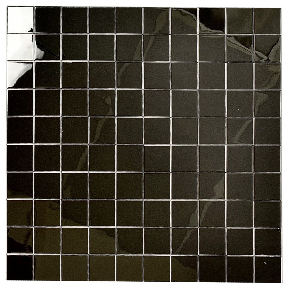 Stainless Steel 12 in. x 12 in. Square Mosaic Wall Tile,Silver,Peel & Stick, Piece