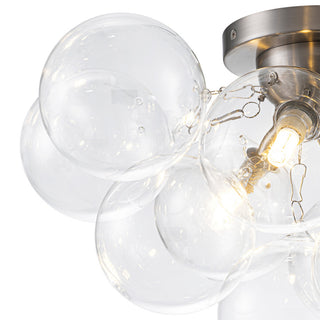 Modern 3-Light Sputnik Design Clear Glass Bubble Semi Flush Mount, Nickel