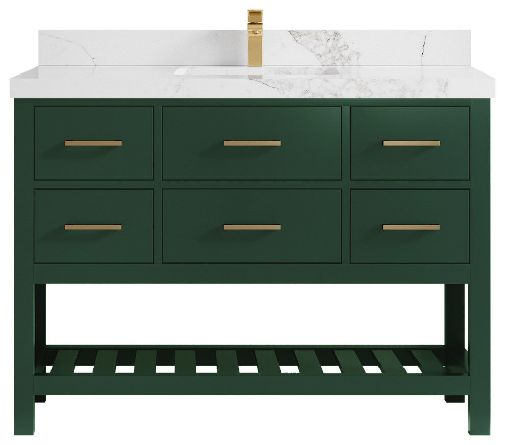 Parker 48 Single Sink Bath Vanity in Lafayette Green  2" Calacatta Nuvo