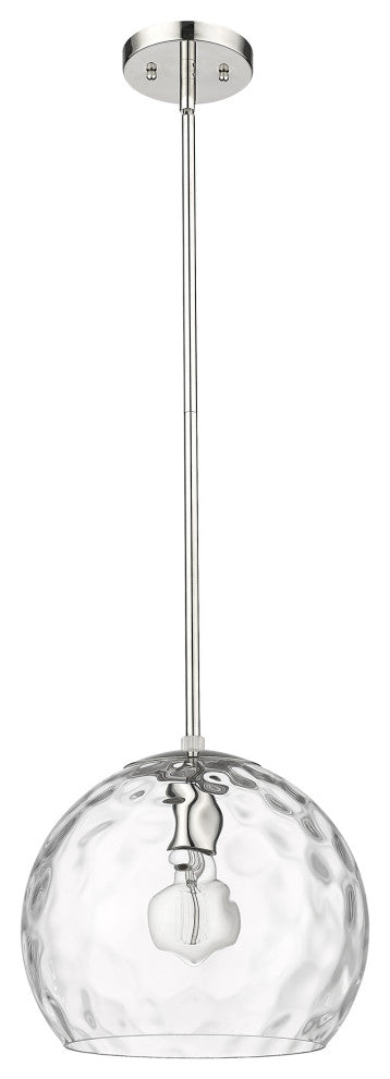 Mackenzie Polished Nickel 1-Light Pendant With Rippled Water glass