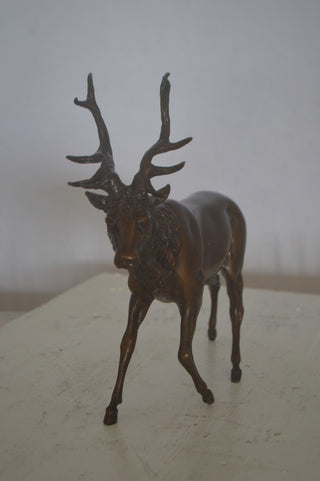 Running Deer Bronze Statue -  Size: 15"L x 4"W x 13"H.