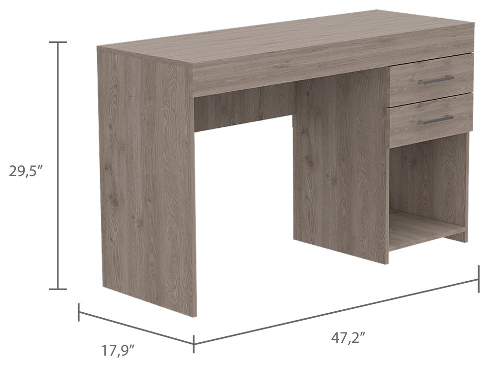 Maui 2 Drawers Computer Desk, Light Gray