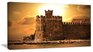 Old Castle at Sunset, Landscape Canvas Art Print, 32"x16"