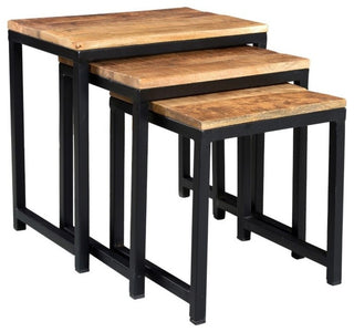 Timbergirl Industrial Wood Metal Nesting Table