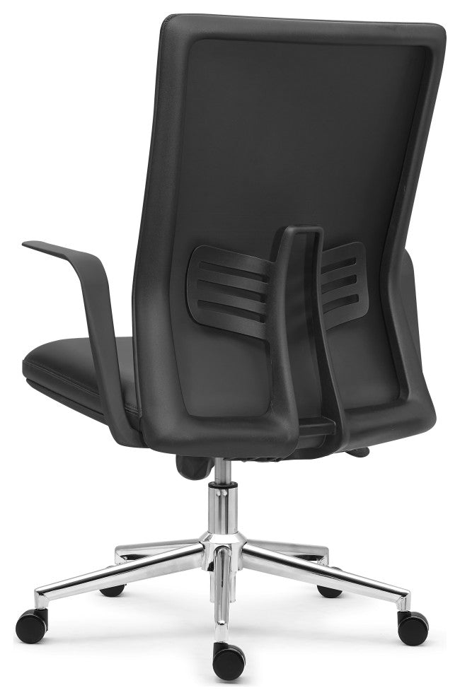 Modern Ergonomic Office Chair Faux Leather Upholstery Lumbar Support, Black