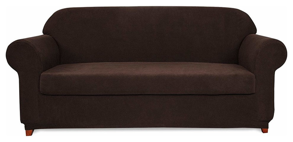 Subrtex 2-Piece Spandex Stretch Sofa Slipcover, Chocolate, Sofa