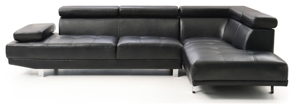 Riveredge 109" W 2 Piece Faux Leather L Shape Sectional Sofa, Black