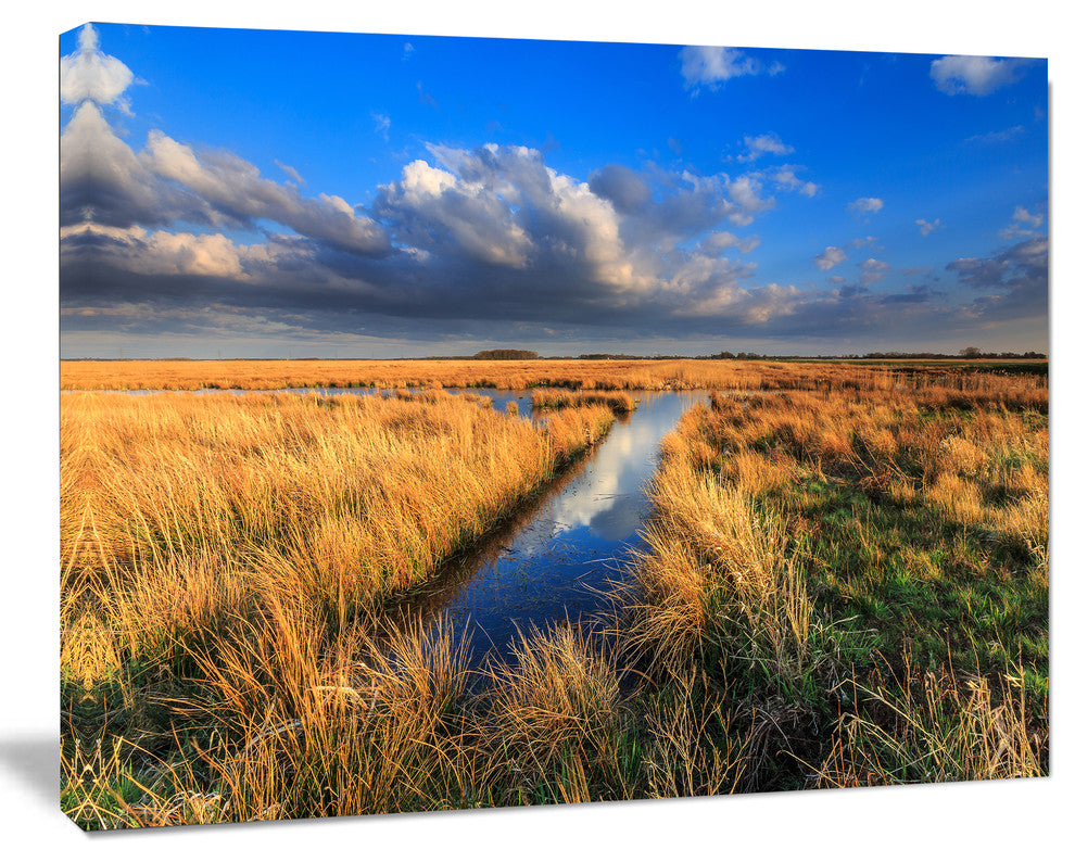 Meadow Land with Beautiful Skyscrapers, Landscape Canvas Art Print, 60"x28"