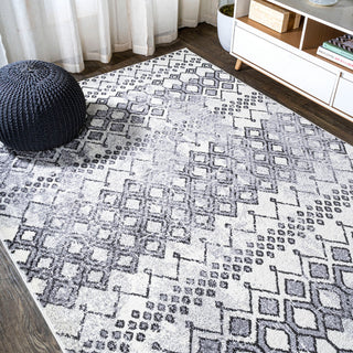 Azmar Moroccan Geometric Distressed Ivory/Black 8'x10' Area Rug