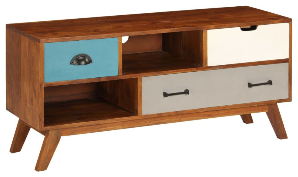 vidaXL TV Stand TV Unit Sideboard Cupboard with 3 Drawers Solid Acacia Wood