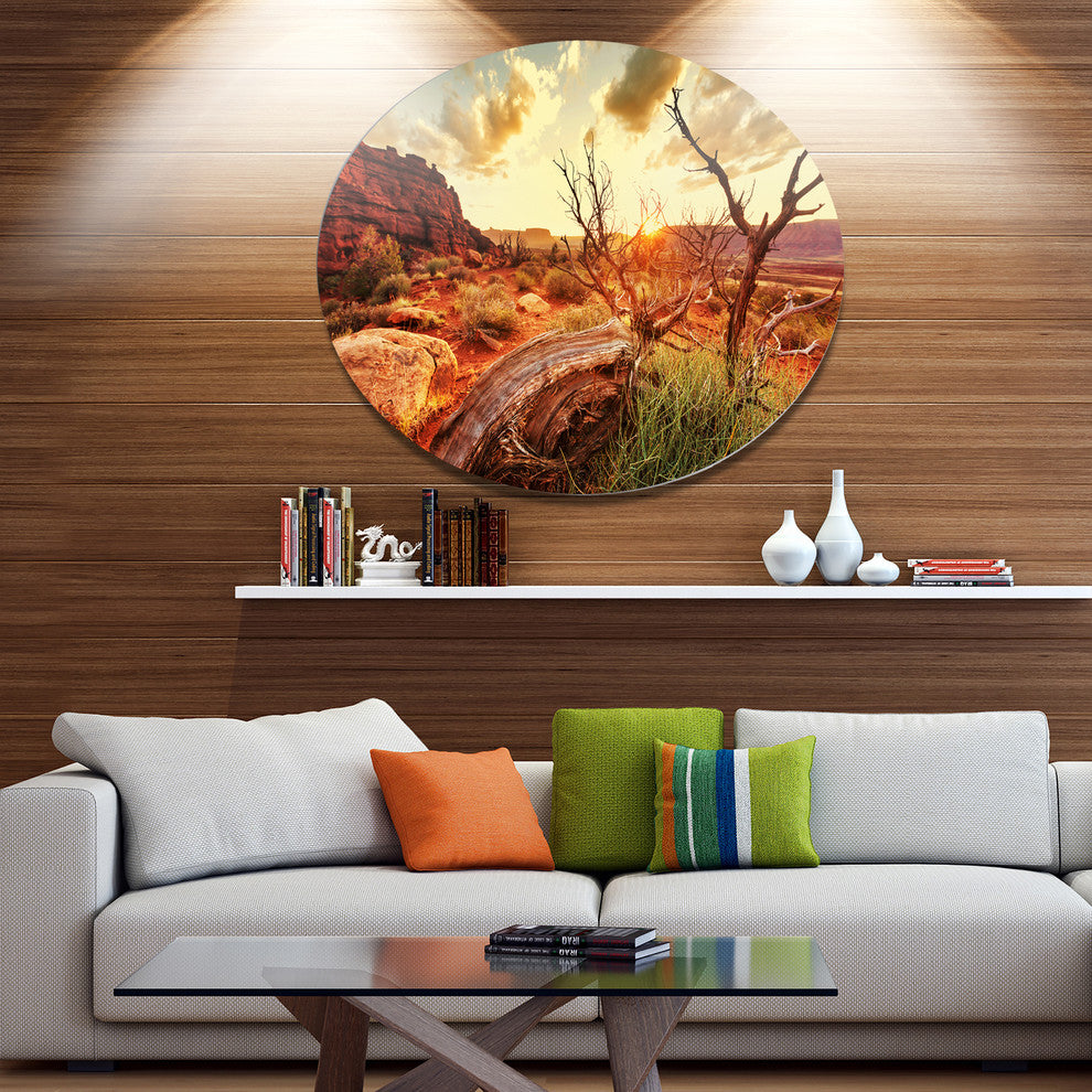 Colorful Fall American Prairie, Landscape Disc Metal Artwork, 11"