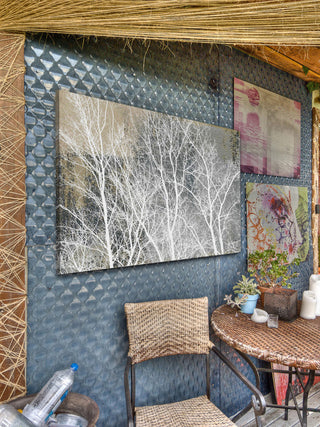 "Frosty White Branches" Painting Print on Wrapped Canvas, 18"x12"