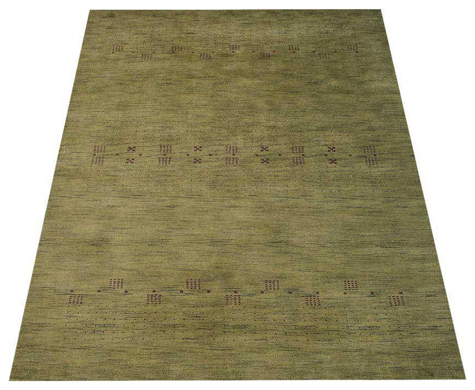 HAND KNOTTED LOOM WOOL ECO-FRIENDLY AREA RUGS - Rectangle, Olive, Contemporary