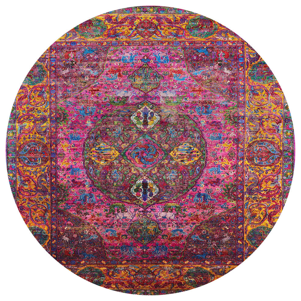 Ahgly Company Indoor Round Mid-Century Modern Area Rugs, 6' Round