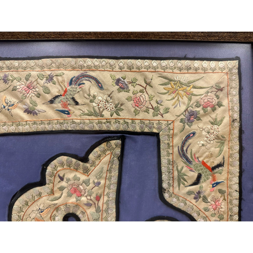 Consigned Antique Chinese Framed Groups of Textile Embroidery Pieces