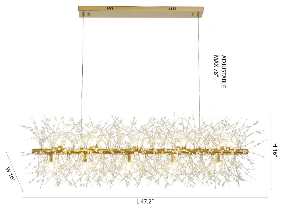 15-Light Brass Crystal Chandelier