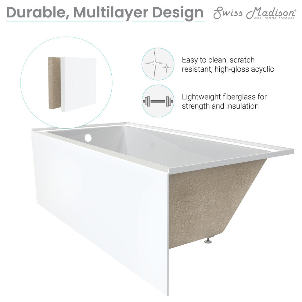 Voltaire 54"x30" Alcove Bathtub With Apron, Right Drain