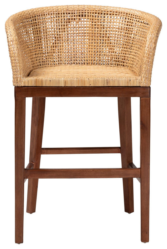 Nannie Natural Rattan Collection, Natural Brown/Walnut Brown, Counter Stool