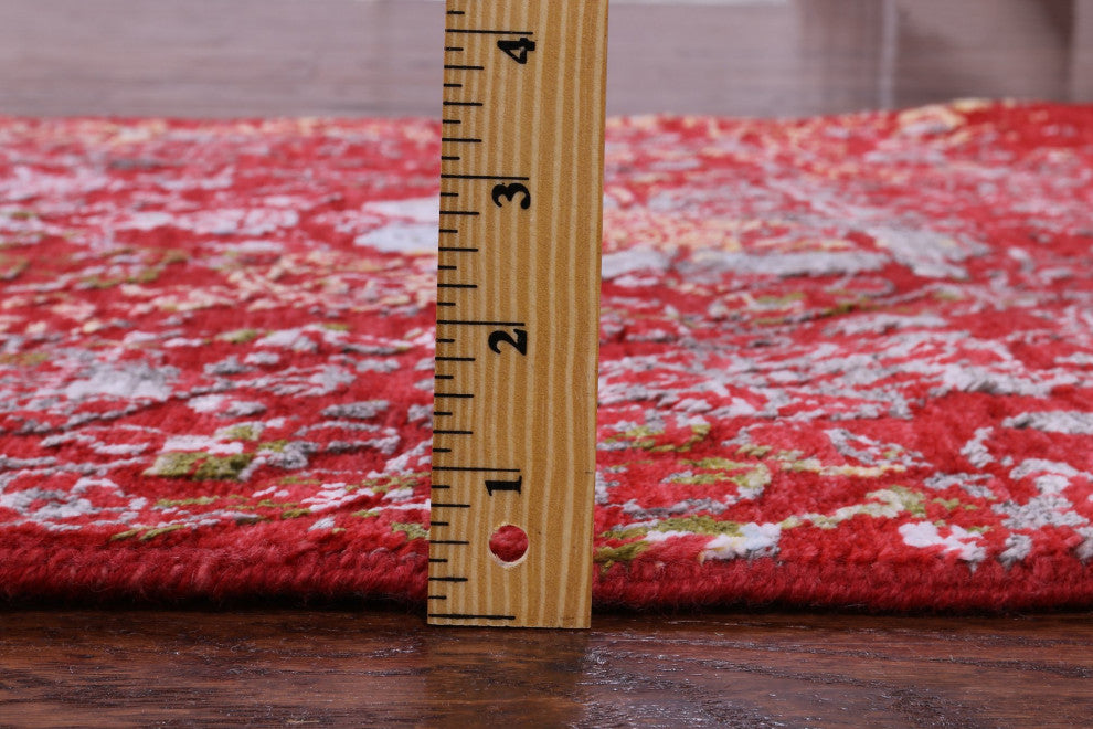 2' 7" X 12' 1" Runner Modern Handmade Wool and Silk Rug Q11819