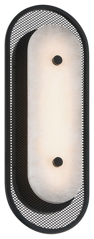 Tramore, Wall Sconce , 16", Matte Black, Alabaster