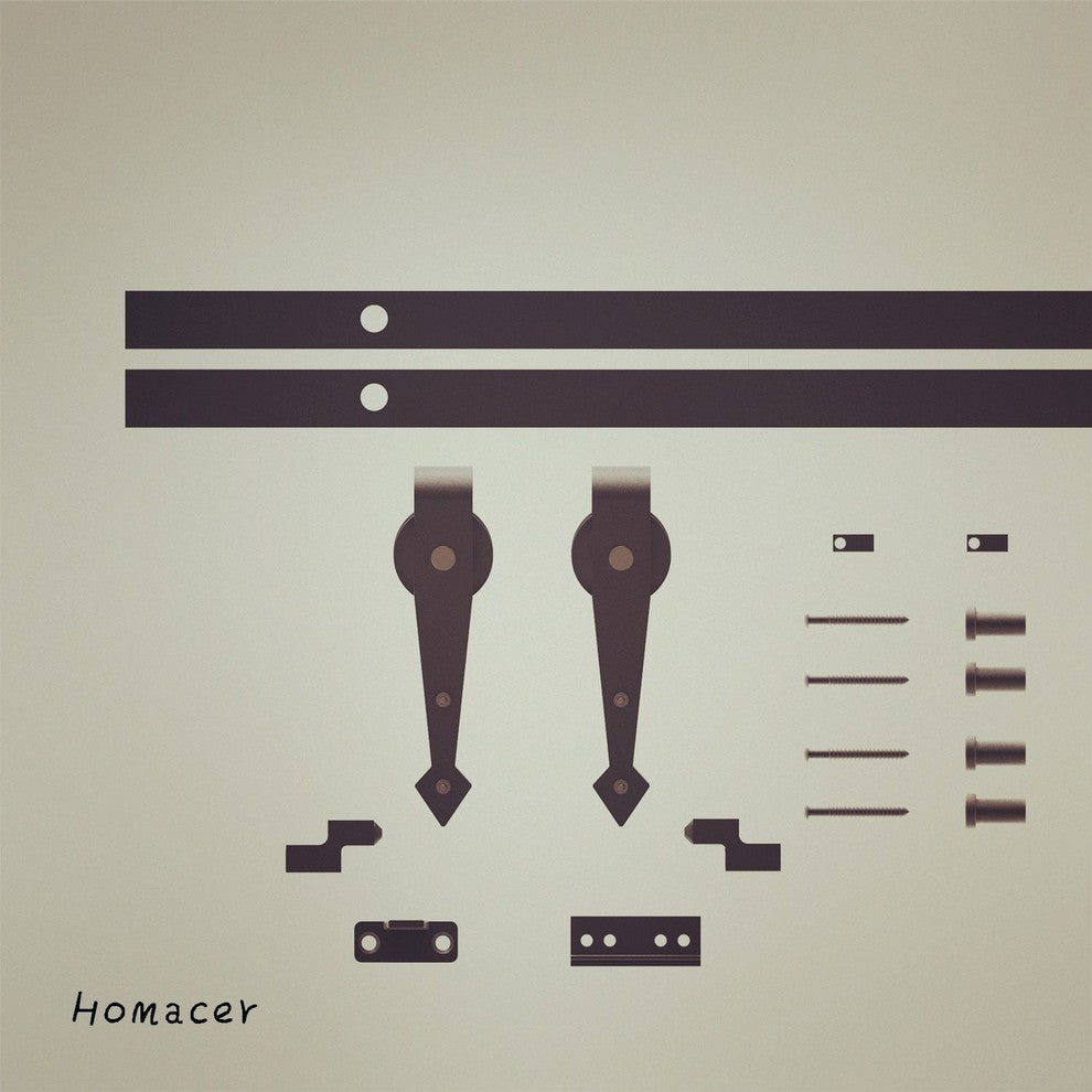 Mini Sliding Barn Door Hardware Kit, Arrow Design, 54", Single