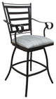 Outdoor Patio Stool Jenna With Arms, Natural Fun on Dark Nut, 30"