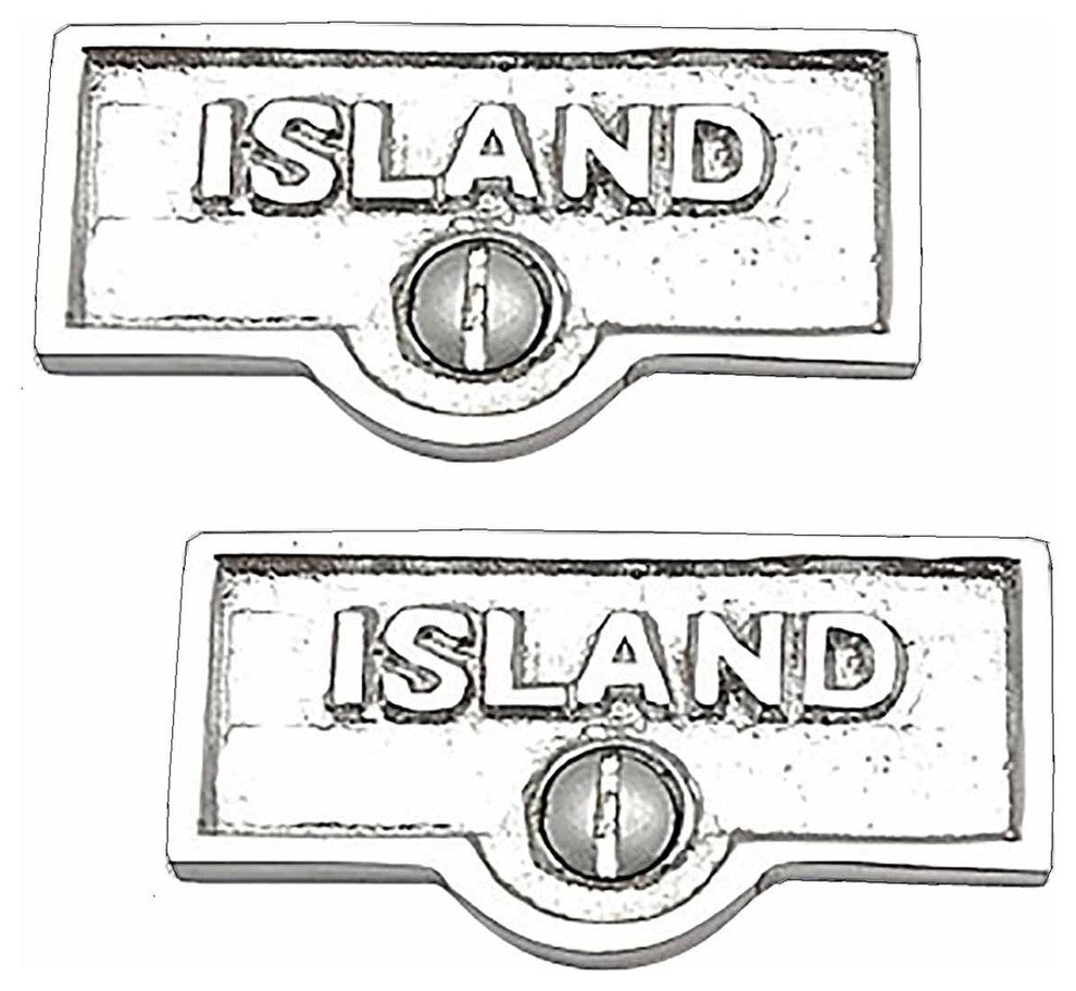 2 Switch Plate Tags ISLAND Name Signs Labels Chrome Brass |