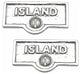 2 Switch Plate Tags ISLAND Name Signs Labels Chrome Brass |