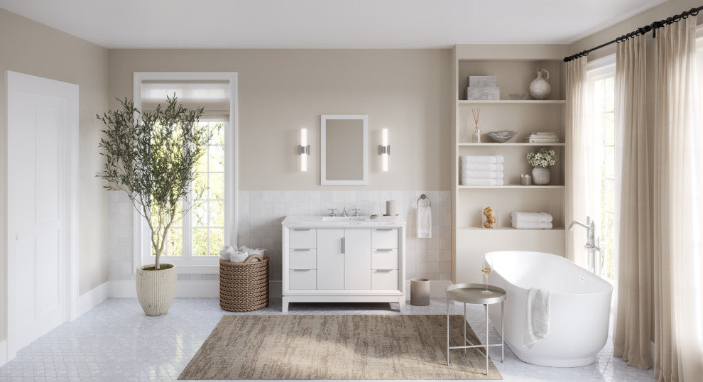 The Ezra Bathroom Vanity, Pure White, 48", Single Sink, Freestanding