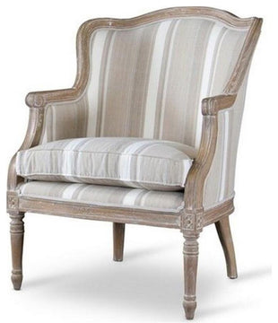 Baxton Studio Charlemagne Accent Chair in Brown and Beige