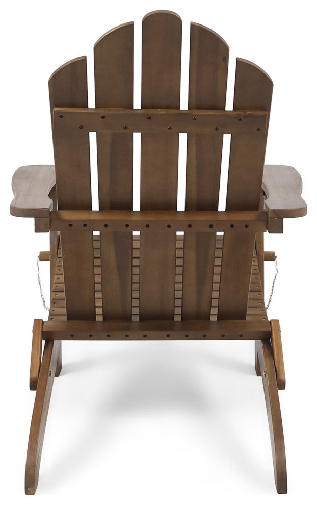 Cara Outdoor Foldable Adirondack Chairs, Set of 2, Dark Brown