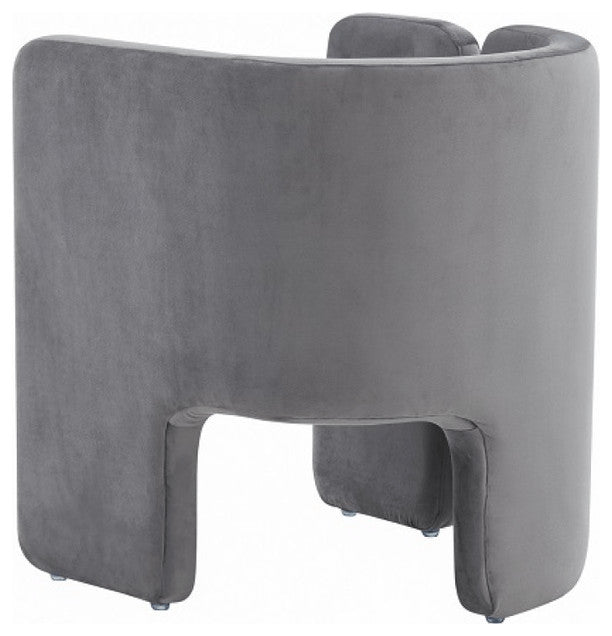 24" Grey Velvet Asymmetrical Base Arm Chair