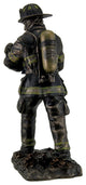 Firefighter Carrying Child Metallic Bronze Statue 11 Inches Tall