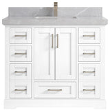 Boston 42 Single Sink Bath Vanity in White 2" Pearl Gray