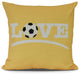 Love Soccer, Word Print Pillow, Yellow, 26" x 26"