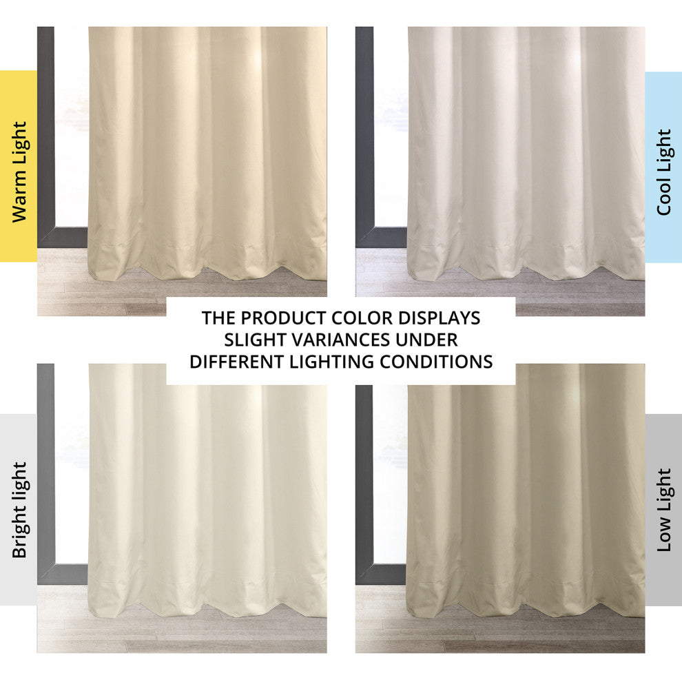 Signature Ecru Grommet Blackout Velvet Curtain Single Panel, 50"x108"
