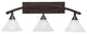 Bow 3 Light Bath Bar, 7" Gold Ice Glass