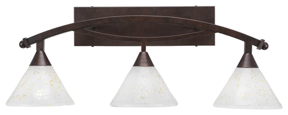 Bow 3 Light Bath Bar, 7" Gold Ice Glass