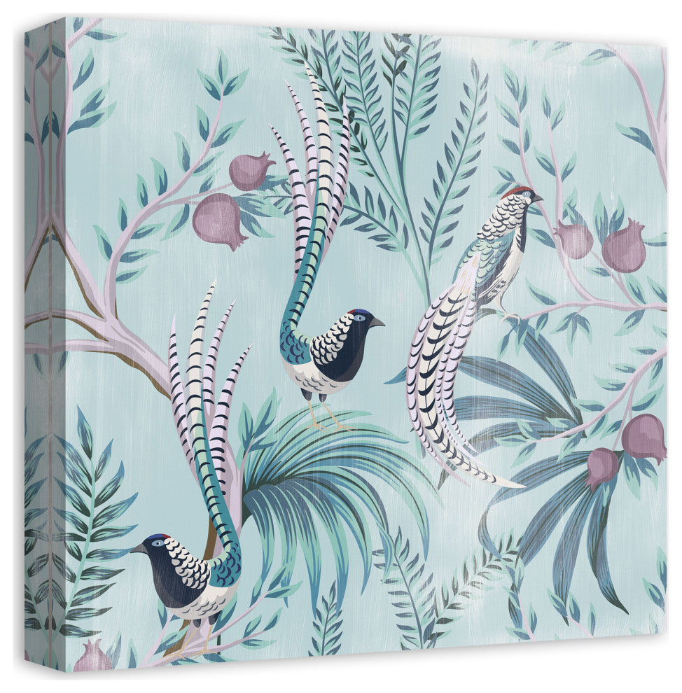 Chinoiserie Birds On Branches 16x16 Canvas Wall Art