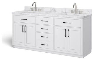 The Hudson Bathroom Vanity, White, 72", Double Sink, Freestanding
