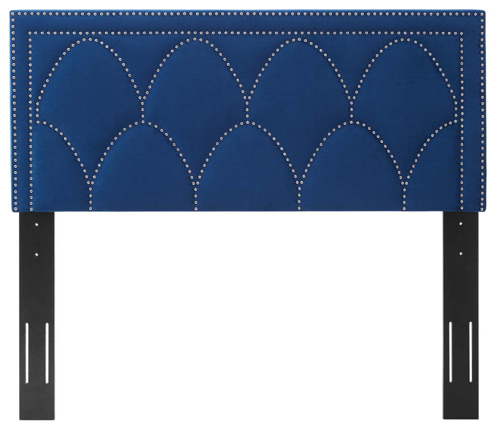Headboard, Full Queen Size, Velvet, Blue Navy, Modern Contemporary, Bedroom