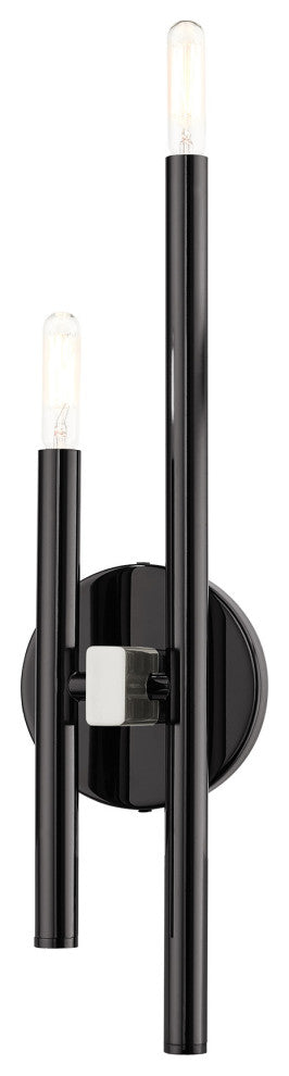 Black Chrome Mid Century Modern, Urban, Scandinavian, Minimal Double Sconce
