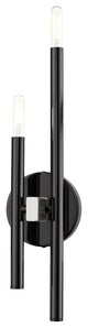 Black Chrome Mid Century Modern, Urban, Scandinavian, Minimal Double Sconce